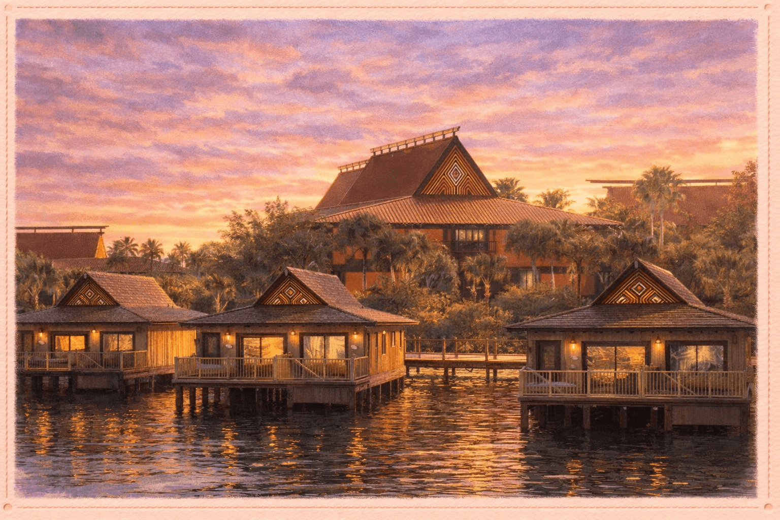 Watercolor illustration of Polynesian